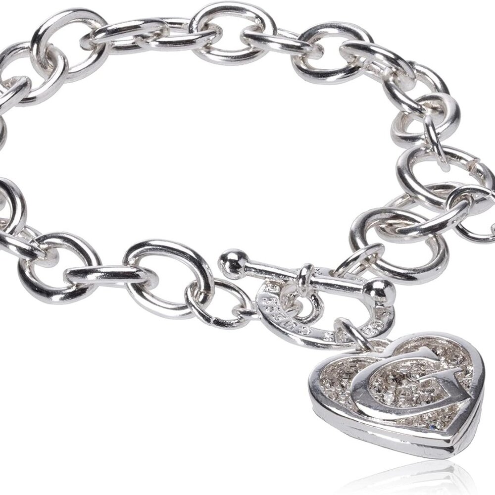 Toggle Chain Bracelet with Logo Heart Link Charm Bracelet